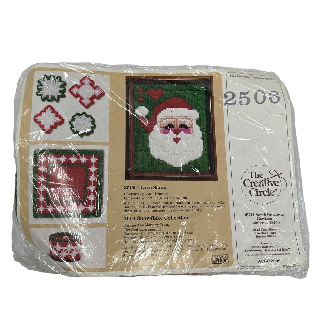 Vintage The Creative Circle 2506 Christmas Assorted Crafts Needlepoint Kit NEW
